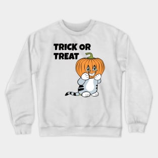 Halloween Cat with Pumpkin on Head Crewneck Sweatshirt